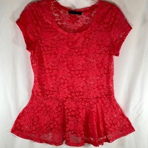 Spoiled Coral Lacy Top